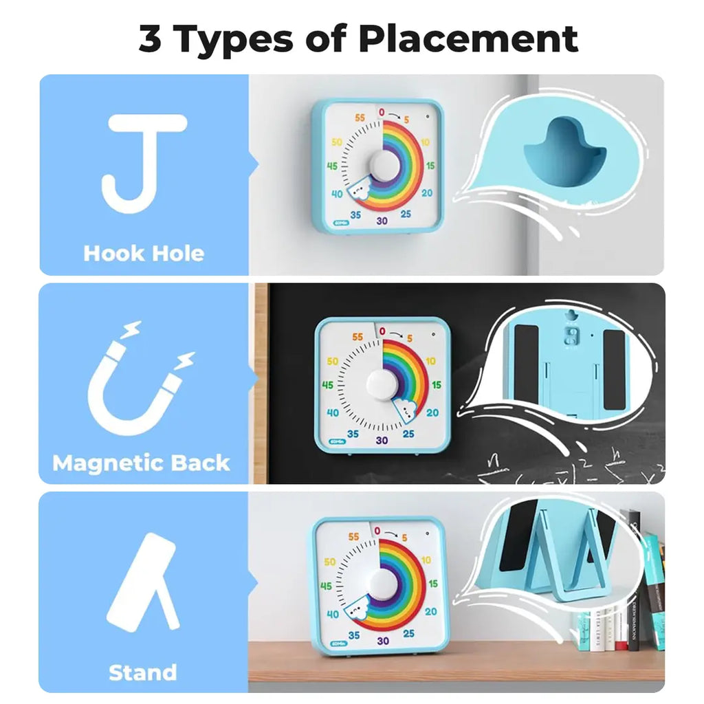 Large Visual Timer 60 Minute for Kids and Adults, Rainbow Visual Timer, Non-Ticking 7.5 Inch Large Visual Countdown Timers for Classroom Desk Countdown Clock with Magnetic Backing, Kids Pomodoro Timer Clock