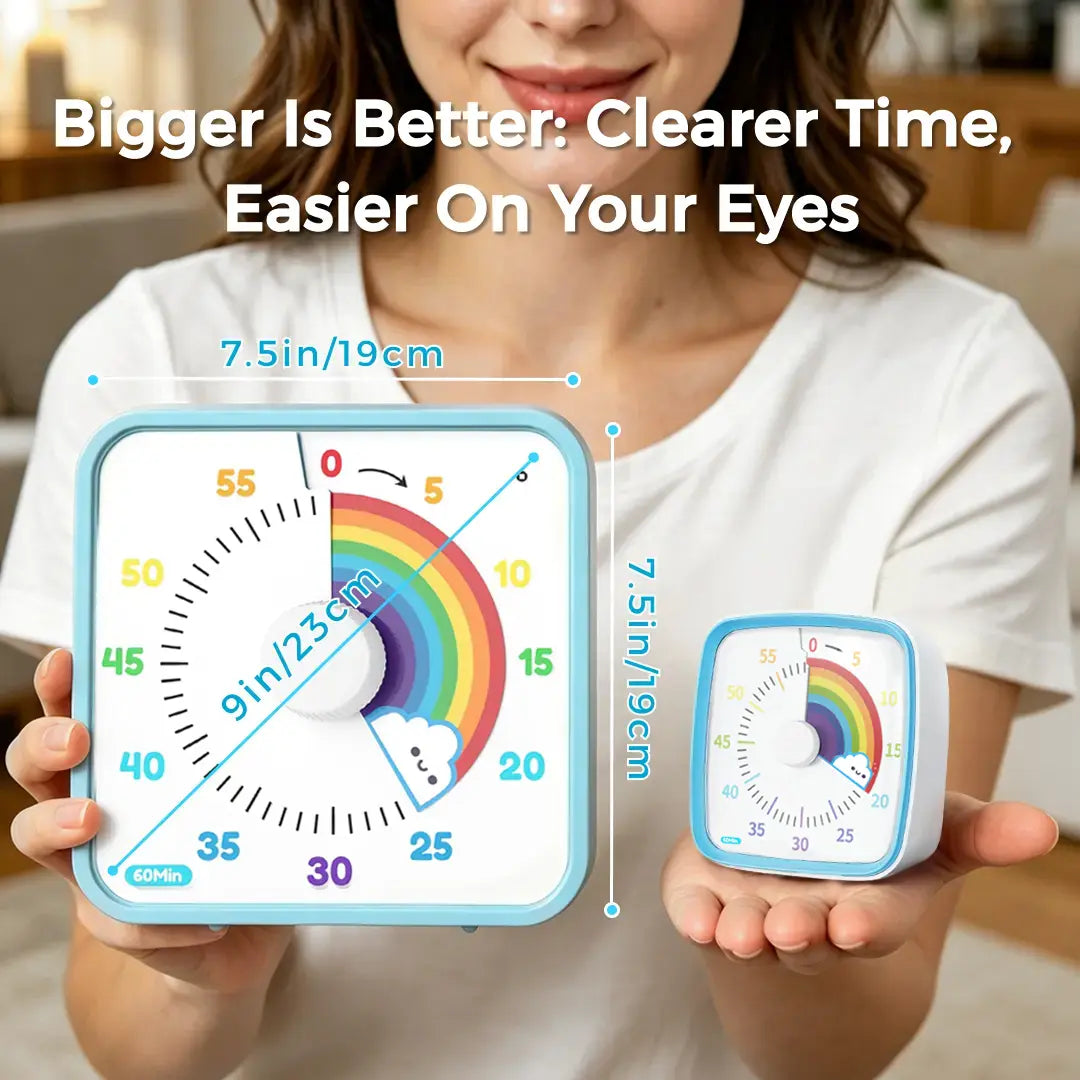 Large Visual Timer 60 Minute for Kids and Adults, Rainbow Visual Timer, Non-Ticking 7.5 Inch Large Visual Countdown Timers for Classroom Desk Countdown Clock with Magnetic Backing, Kids Pomodoro Timer Clock