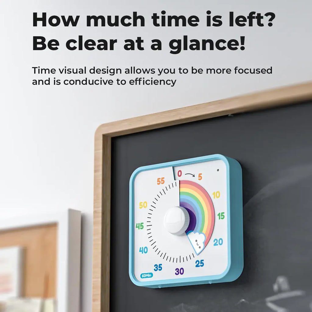 Large Visual Timer 60 Minute for Kids and Adults, Rainbow Visual Timer, Non-Ticking 7.5 Inch Large Visual Countdown Timers for Classroom Desk Countdown Clock with Magnetic Backing, Kids Pomodoro Timer Clock