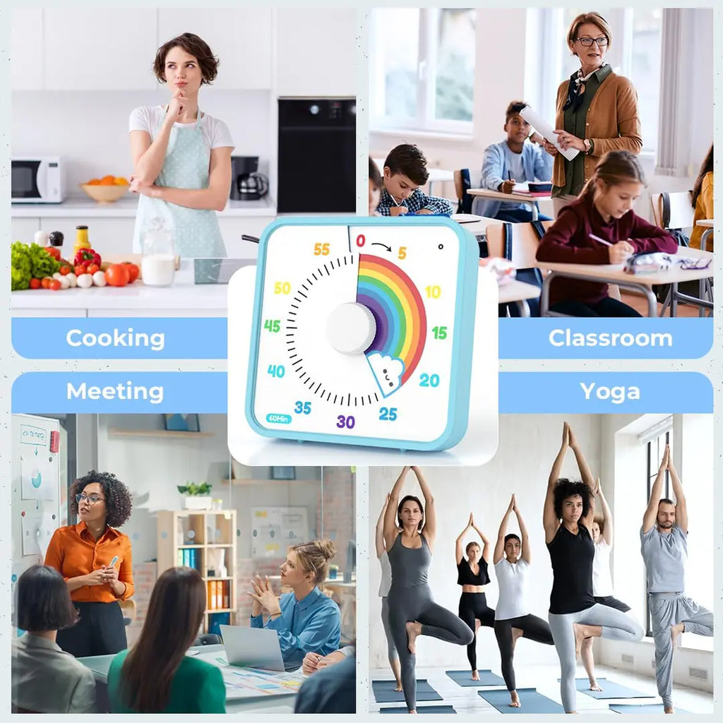 Large Visual Timer 60 Minute for Kids and Adults, Rainbow Visual Timer, Non-Ticking 7.5 Inch Large Visual Countdown Timers for Classroom Desk Countdown Clock with Magnetic Backing, Kids Pomodoro Timer Clock